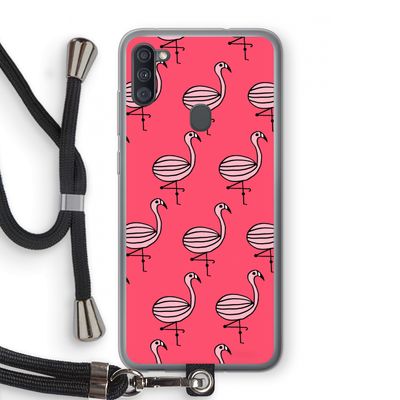 Flamingo: Samsung Galaxy A11 Transparant Hoesje met koord