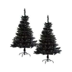 Set van 2x stuks kunst kerstbomen/kunstbomen zwart H150 cm