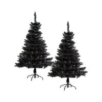 Set van 2x stuks kunst kerstbomen/kunstbomen zwart H150 cm