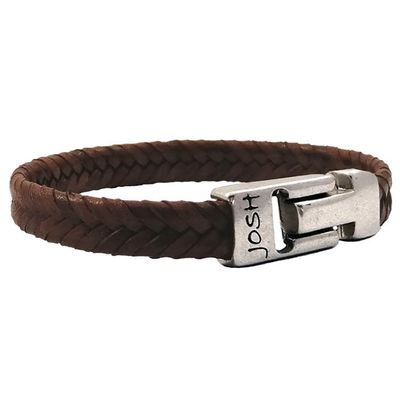 JOSH 24824-BRA-S-CO Armband leder cognac-zilverkleurig 10 mm 21 cm