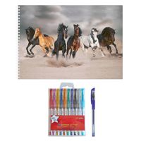 Schetsboek Paarden liefhebbers A4 50 paginas met 10 gelpennen - Schetsboeken - thumbnail