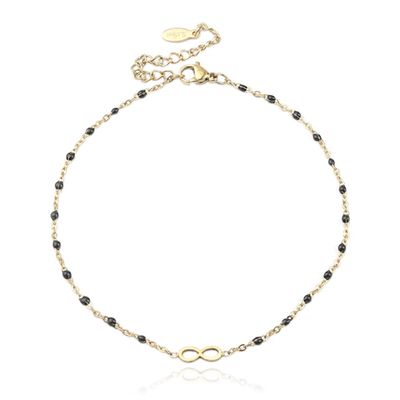 Enkelband Goud & Emaille - Infinity Black