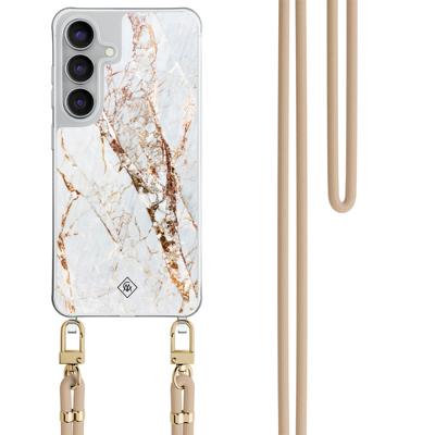 Samsung Galaxy S25 FE hoesje met beige koord - Marmer goud