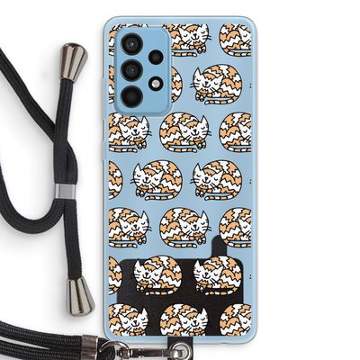 Slapende poes: Samsung Galaxy A52 Transparant Hoesje met koord