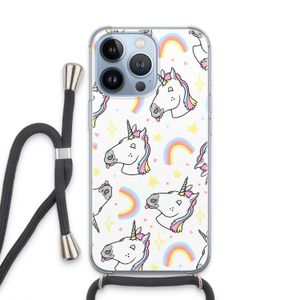 Rainbow Unicorn: iPhone 13 Pro Transparant Hoesje met koord
