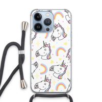 Rainbow Unicorn: iPhone 13 Pro Transparant Hoesje met koord
