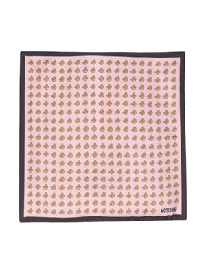 Moschino carré de poche en soie biologique à imprimé Teddy Bear - Rose