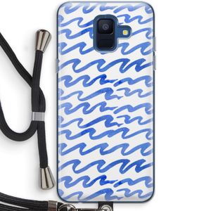 Blauwe golven: Samsung Galaxy A6 (2018) Transparant Hoesje met koord