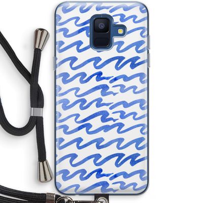 Blauwe golven: Samsung Galaxy A6 (2018) Transparant Hoesje met koord