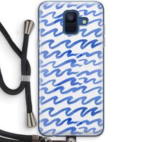 Blauwe golven: Samsung Galaxy A6 (2018) Transparant Hoesje met koord