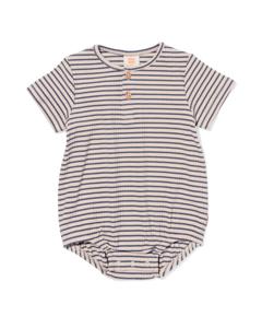 HEMA Newborn Romper Rib Strepen Donkergrijs (donkergrijs)