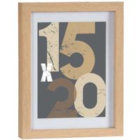 Houten fotolijst - bruin - 18 x 24 cm - fotolijstje - met passe-partout - decoratie