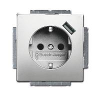 BJ stopcontact met USB lader rvs 2011-0-6166