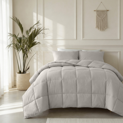 Sale: -35% | Wasbaar Lazy Dekbed Zonder Overtrek - Zonder Overtrek - Percale Katoen - Taupe Grijs - Dekbed-Discounter.nl