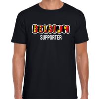 Zwart t-shirt Belgium / Belgie supporter EK/ WK voor heren - thumbnail