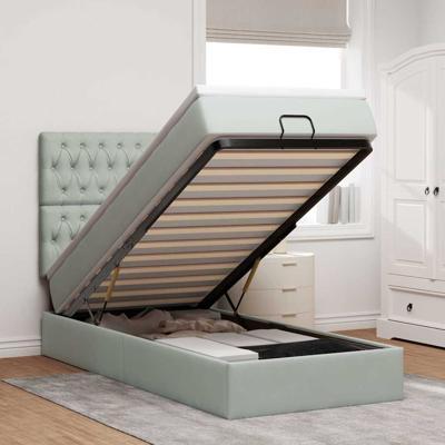 Ottoman bed met matrassen en LED's 90x200cm fluweel lichtgrijs