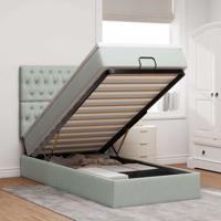 Ottoman bed met matrassen en LED's 90x200cm fluweel lichtgrijs