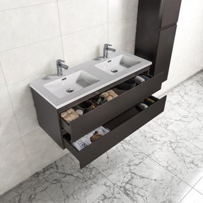 Badkamermeubel Tieme in mat grijs 120x50x48cm met witte wastafel