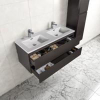 Badkamermeubel Tieme in mat grijs 120x50x48cm met witte wastafel