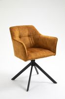 Design stoel LOFT mosterdgeel fluweel draaibaar zwart metalen frame met armleuning - 42392 - thumbnail