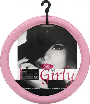 Car Plus stuurhoes Girly met diamanten uni PVC roze 37 39 cm