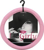 Car Plus stuurhoes Girly met diamanten uni PVC roze 37 39 cm - thumbnail