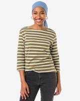 HEMA Dames T-shirt Cara jersey strepen olijf (olijf)