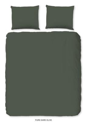 Pure Dekbedovertrek "uni dessin" - Groen - (200x200/220 cm) - Microfiber