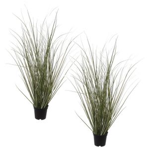 Set van 2x stuks groene duingras Ammophila Arenaria kunstplanten in zwarte kunststof pot 50 cm