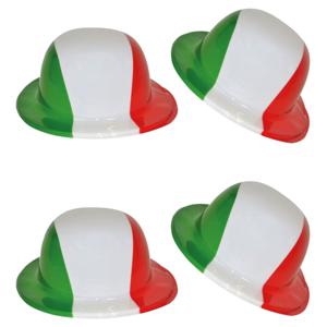 Italie bolhoed - 4x stuks - plastic - volwassenen - Italiaanse vlag kleuren - hoeden