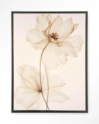 Urban Cotton Wandkleed 'White Flowers' 110 x 145cm in Floating Frame - black