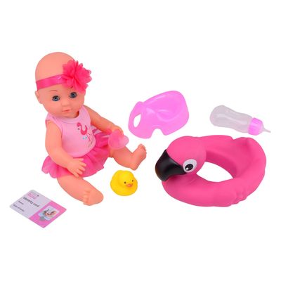 Baby Rose drink- en plaspop, 30cm met accessoires