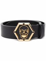 Philipp Plein ceinture en cuir à boucle tête de mort - Noir