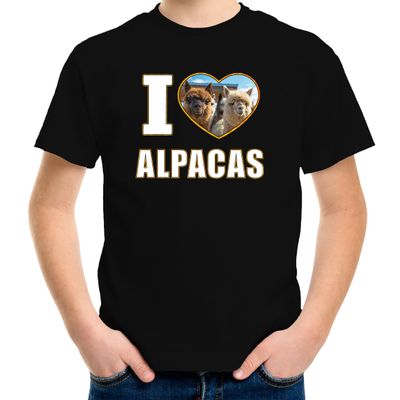 I love alpacas t-shirt met dieren foto van een alpaca zwart voor kinderen I love alpacas t-shirt met dieren foto van een alpaca zwart voor kinderen