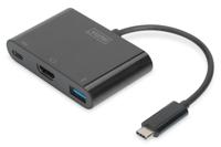 Digitus DA-70855 HDMI / USB Adapter [1x USB-C stekker - 1x HDMI-bus, USB 3.2 Gen 1 bus A (USB 3.0), USB-C bus] Zwart 15.00 cm - thumbnail
