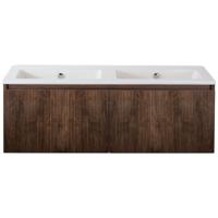 Frozen 3D Badmeubelset 120 cm - Greeplijst in Kleur - Dark Oak - Keramische Wastafel Wit Zonder Kraangat