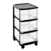 Ladenkast organizer zwart A4 3x lades met wieltjes L32 x B37 x H61 cm - Ladeblok - thumbnail