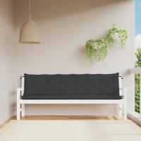 Tuinbankkussens 2 st 200x50x7 cm oxford stof zwart - thumbnail