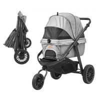 VEVOR Hondenbuggy 97x65x101cm Hondenkar 34kg Laadvermogen Opvouwbare hondentrolley Aluminium frame 800D Oxford stof Nylon gaas Venster 3 PU-wielen Hondenkrat Dierenbuggy Katbuggy Huisdierentransport