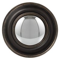 HAES DECO - Bolle ronde Spiegel - Zwart - Ø 23x3 cm - Polyresin - Wandspiegel, Spiegel rond, Convex Glas