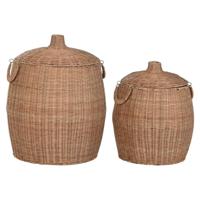 Decoratieve Doos Home ESPRIT Natuurlijk Metaal Tropisch (2 Onderdelen)