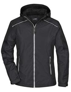 James & Nicholson JN1117 Ladies´ Rain Jacket - /Black/Silver-(Solid) - L