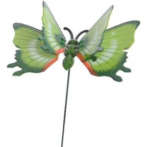 Vlinder - groen - 17 x 60 cm - op steker - metaal