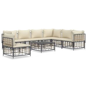 The Living Store hoekbank loungeset - antraciet - poly rattan - 72 x 72 x 66 cm - weerbestendig