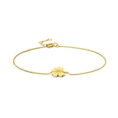 Armband Klaver geelgoud 16,5 -18,5 cm
