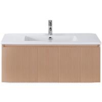Frozen 3D Badmeubelset 100 cm - Greeplijst in Kleur - Peach - Keramische Wastafel Wit 1 Kraangat