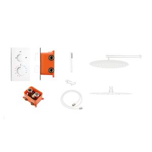 Regendoucheset Best Design White Rond Thermostatische Inbouwset Mat Wit