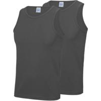 AWDis sport sintlet/tanktop - 2x - heren - Donkergrijs - mouwloos - Polyester