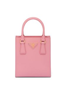 Prada sac cabas en cuir Saffiano à plaque logo - Rose