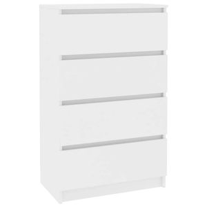 The Living Store Dressoir - Minimalistisch - Ladekast - 60 x 35 x 98.5 cm - Wit - Bewerkt Hout